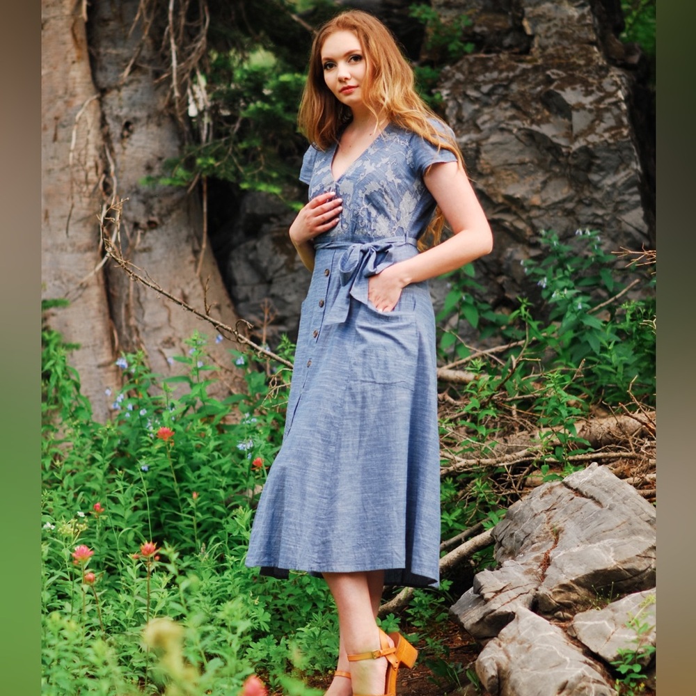 Blue garden dress.